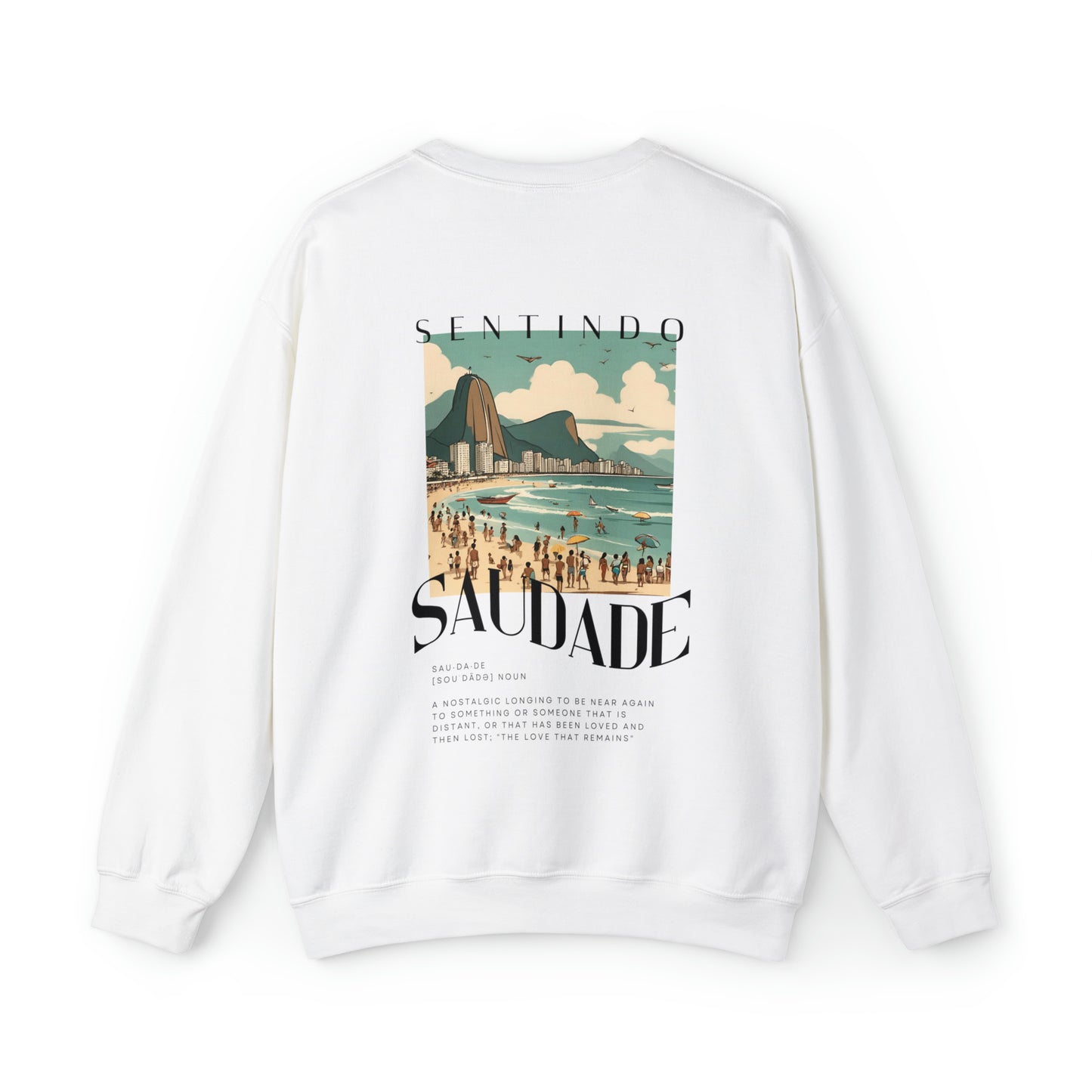 The back of Saudade Hoodie | Portuguese Saying Hoodie in white