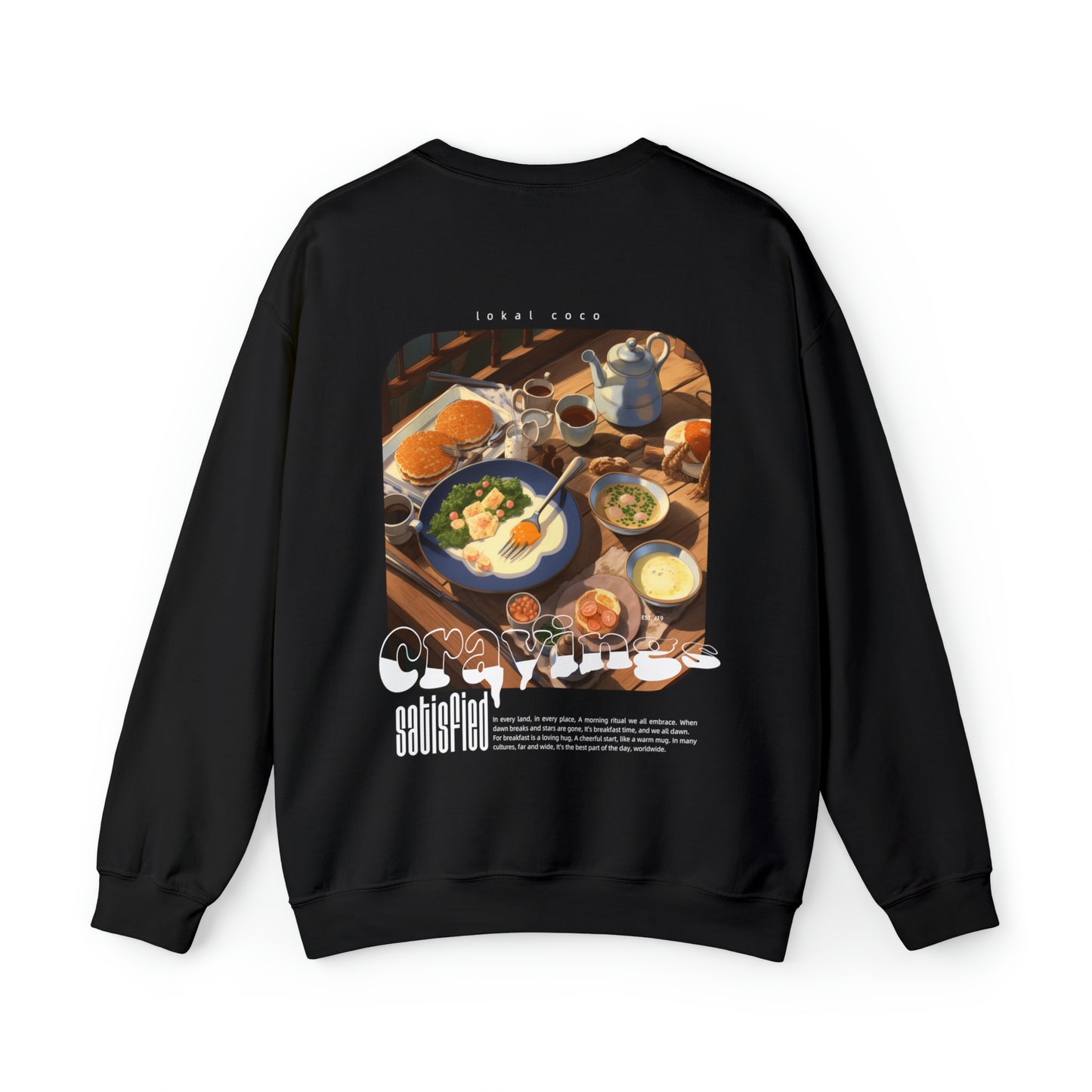 The back of the Cravings Satisfied sweatshirt in black