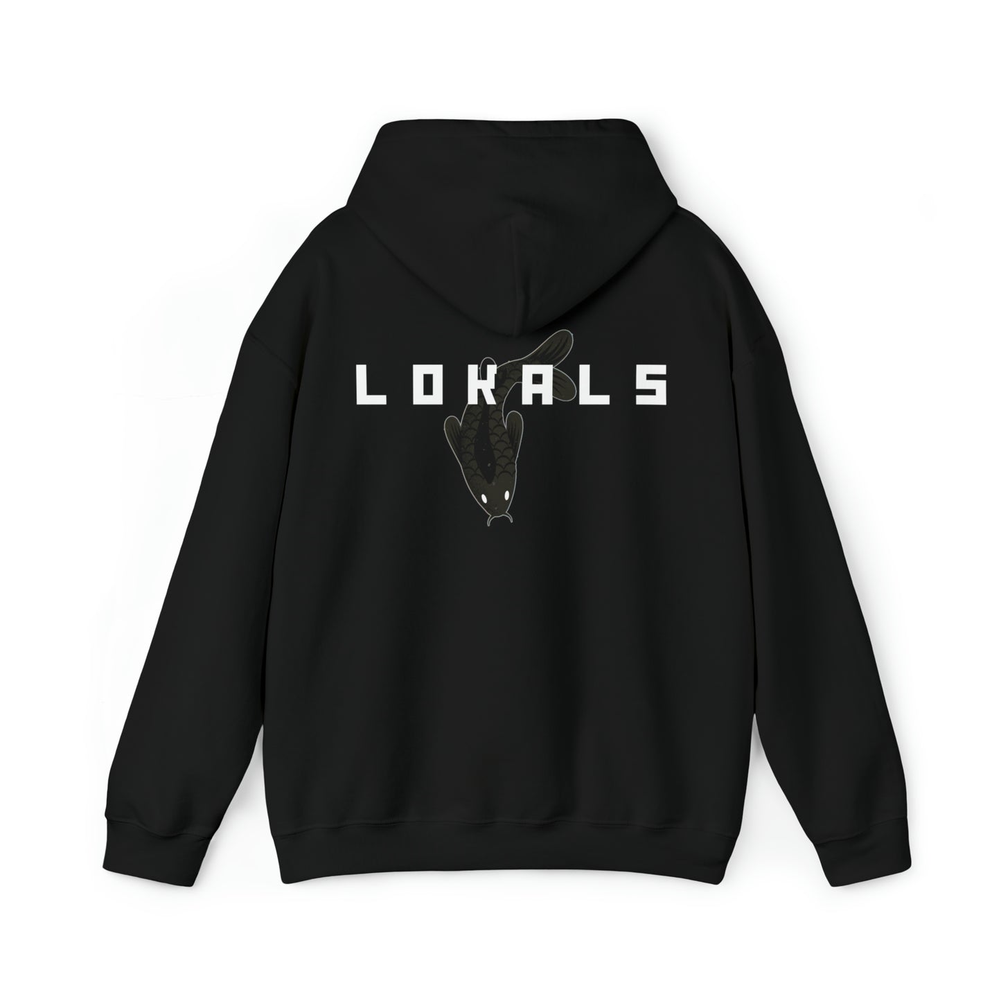 Back of Lokals Koi Fish Hoodie in black