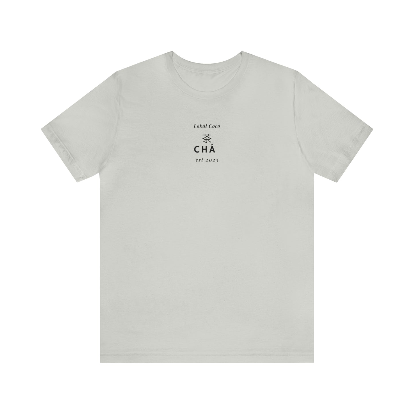 The front of Tea Lover Shirt | 茶 Chá in Mandarin Watercolor T-Shirt in silver