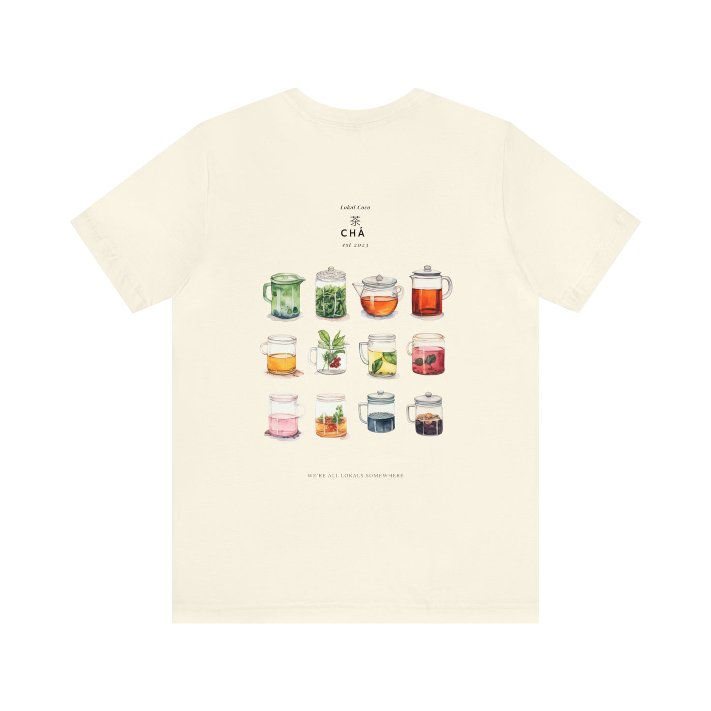 The back of Tea Lover Shirt | 茶 Chá in Mandarin Watercolor T-Shirt in natural
