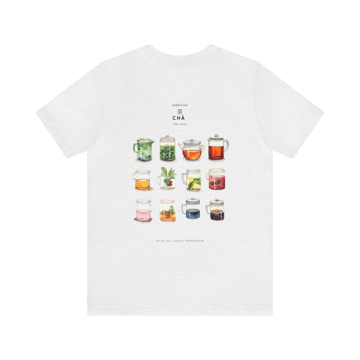 The back of Tea Lover Shirt | 茶 Chá in Mandarin Watercolor T-Shirt in ash