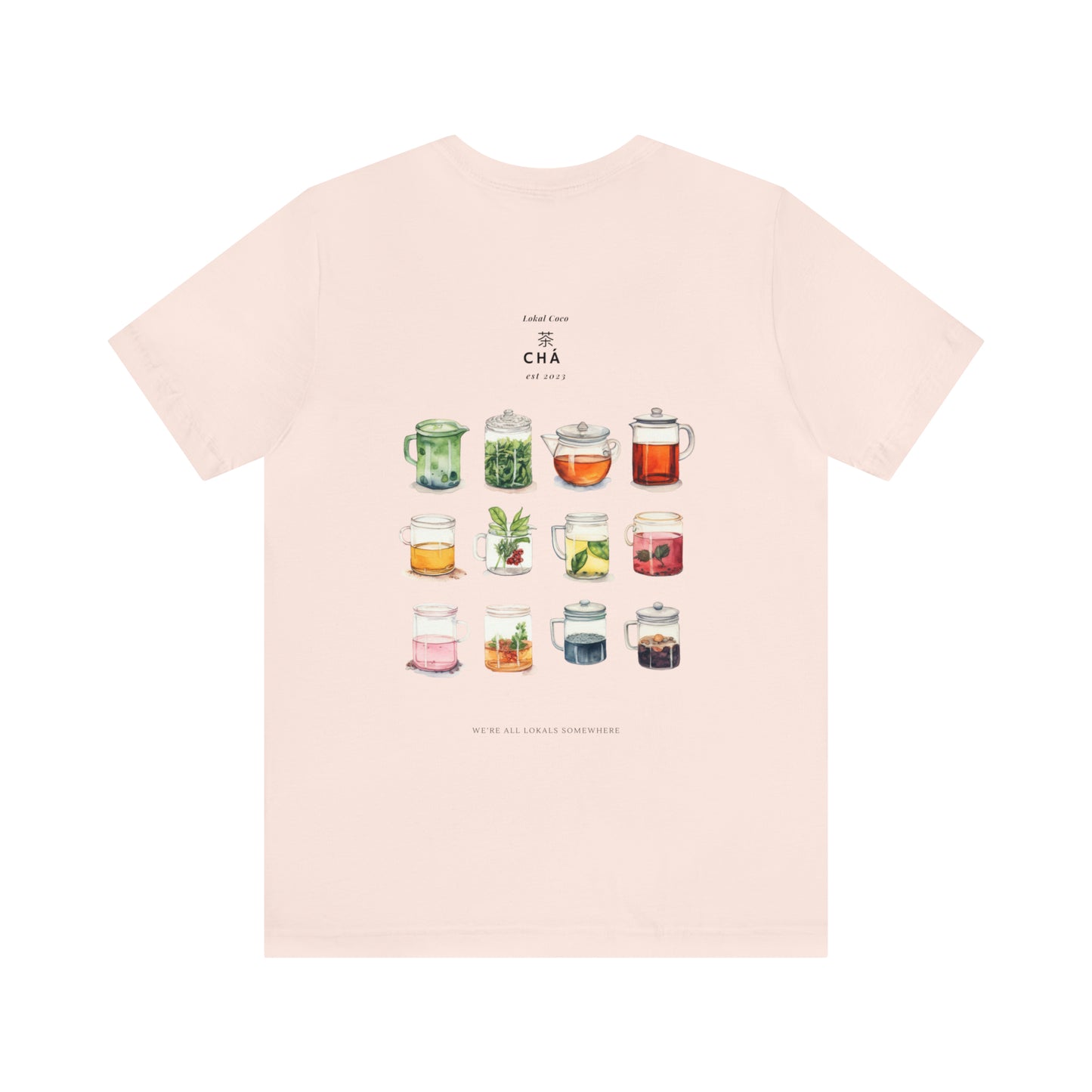 The back of Tea Lover Shirt | 茶 Chá in Mandarin Watercolor T-Shirt in light pink