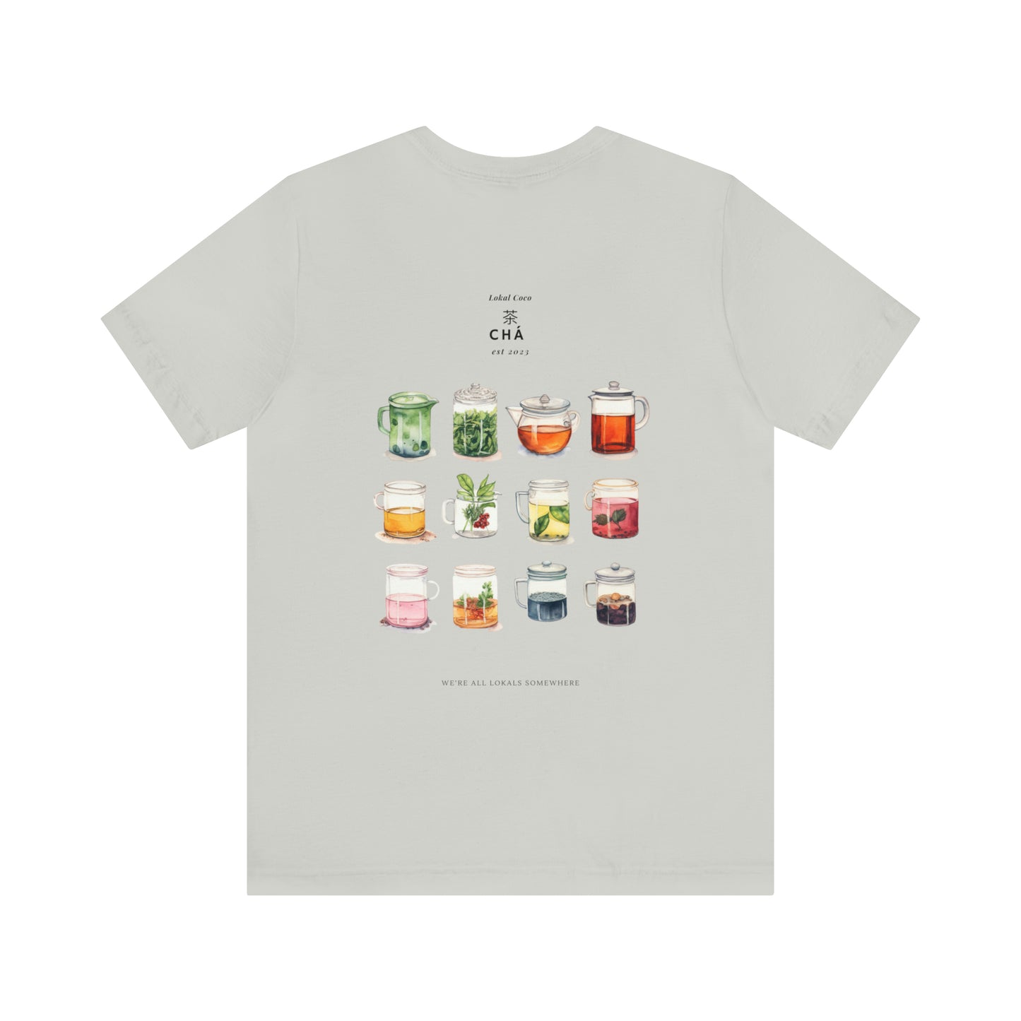 The back of Tea Lover Shirt | 茶 Chá in Mandarin Watercolor T-Shirt in silver