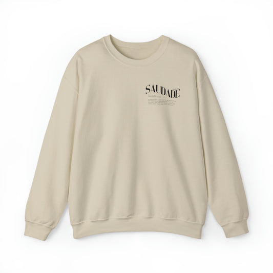 The front of Saudade Hoodie | Portuguese Saying Hoodie in sand 