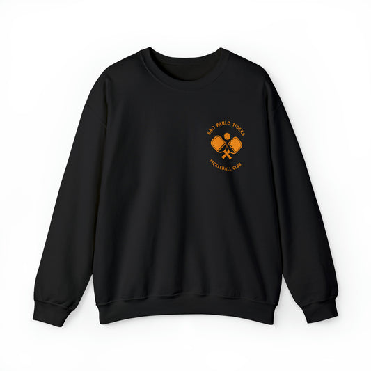 The front of São Paulo Tigers Pickleball Club Sweatshirt | Pickleball Crewneck Sweater in black