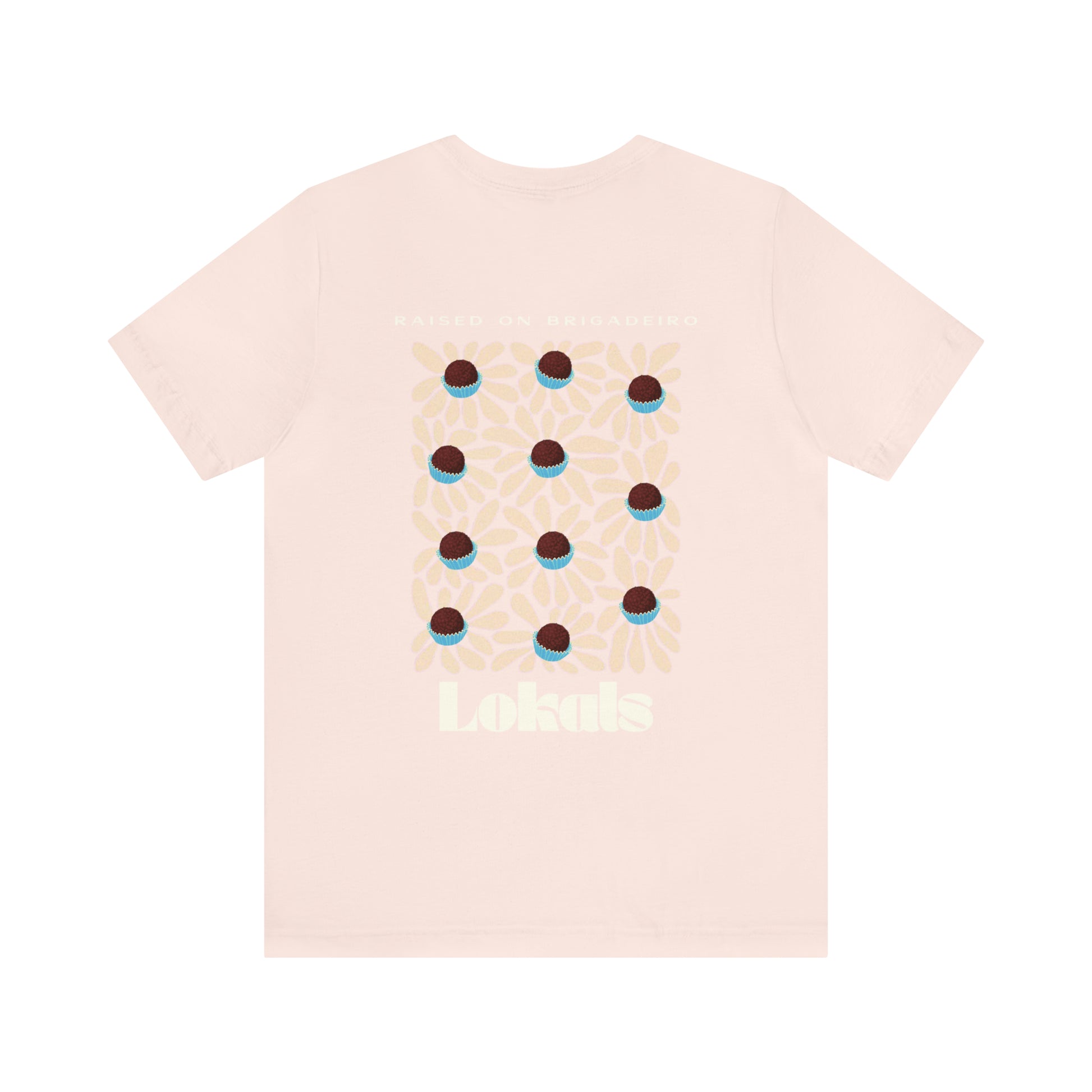 The back of the Raised on Brigadeiro T-shirt in soft pink