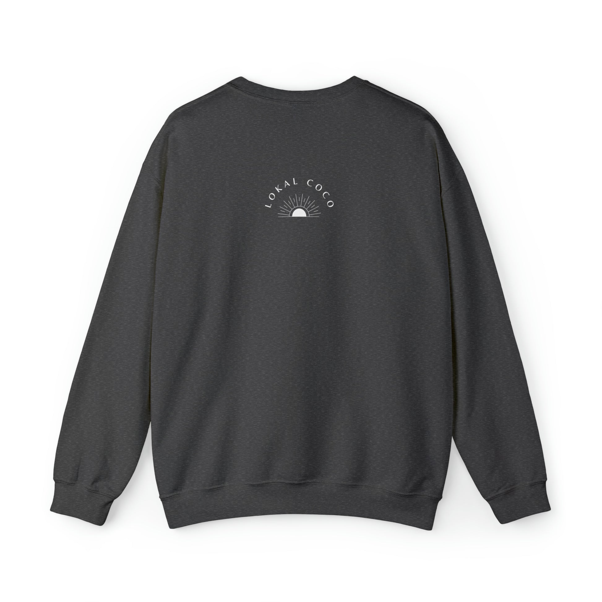 The back of Pão De Queijo Brigadeiro Coxinha & Guaraná Brazil Food Crewneck Sweatshirt in dark heather