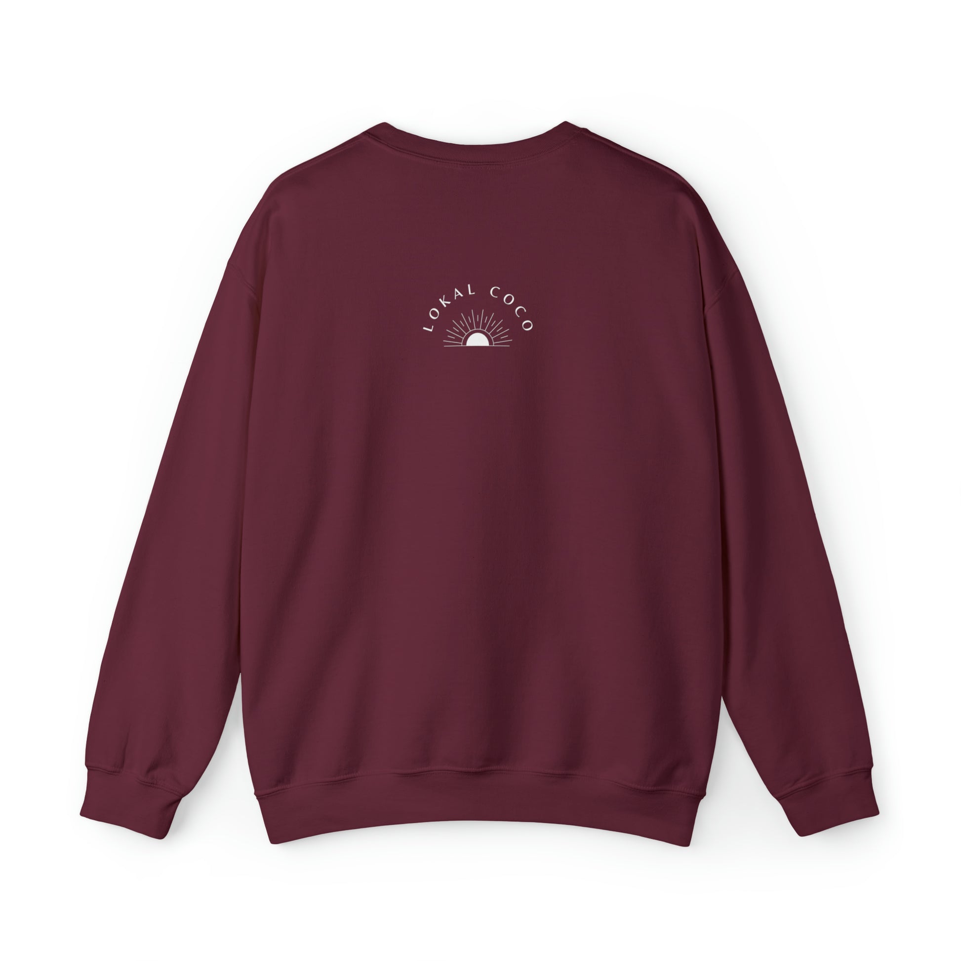 The back of Pão De Queijo Brigadeiro Coxinha & Guaraná Brazil Food Crewneck Sweatshirt in maroon