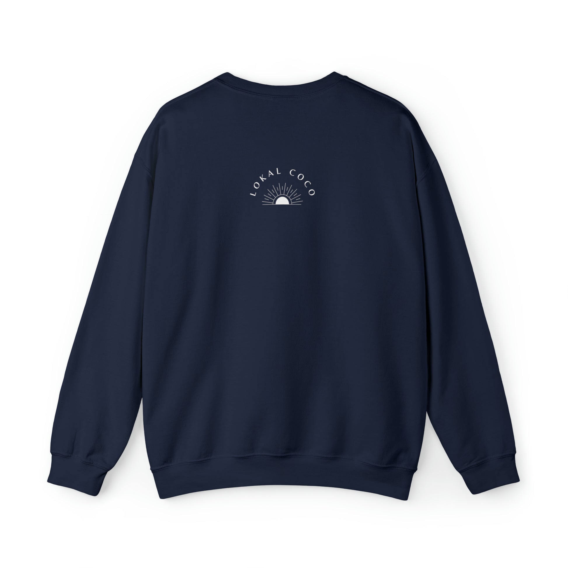 The back of Pão De Queijo Brigadeiro Coxinha & Guaraná Brazil Food Crewneck Sweatshirt in navy