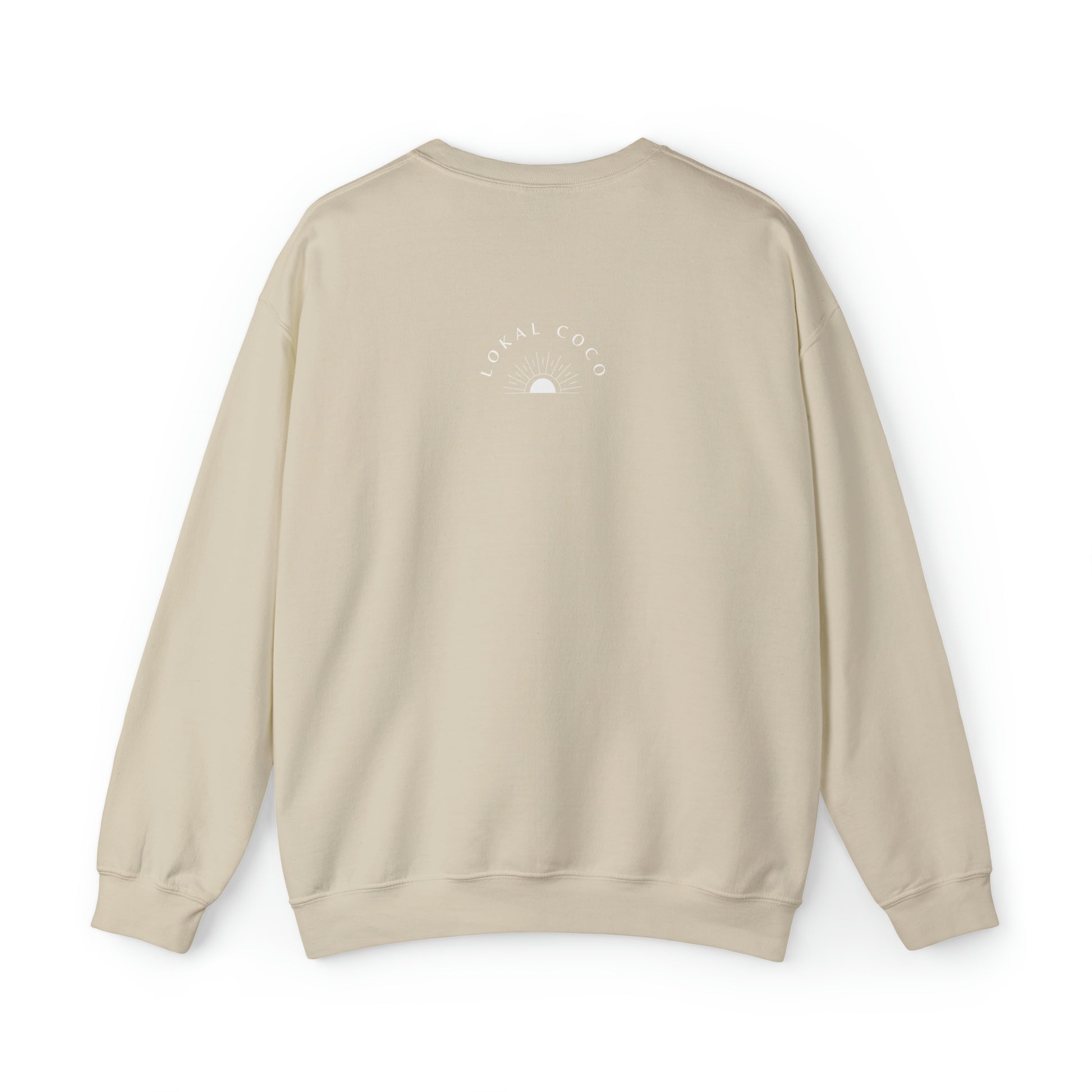 The back of Pão De Queijo Brigadeiro Coxinha & Guaraná Brazil Food Crewneck Sweatshirt in sand