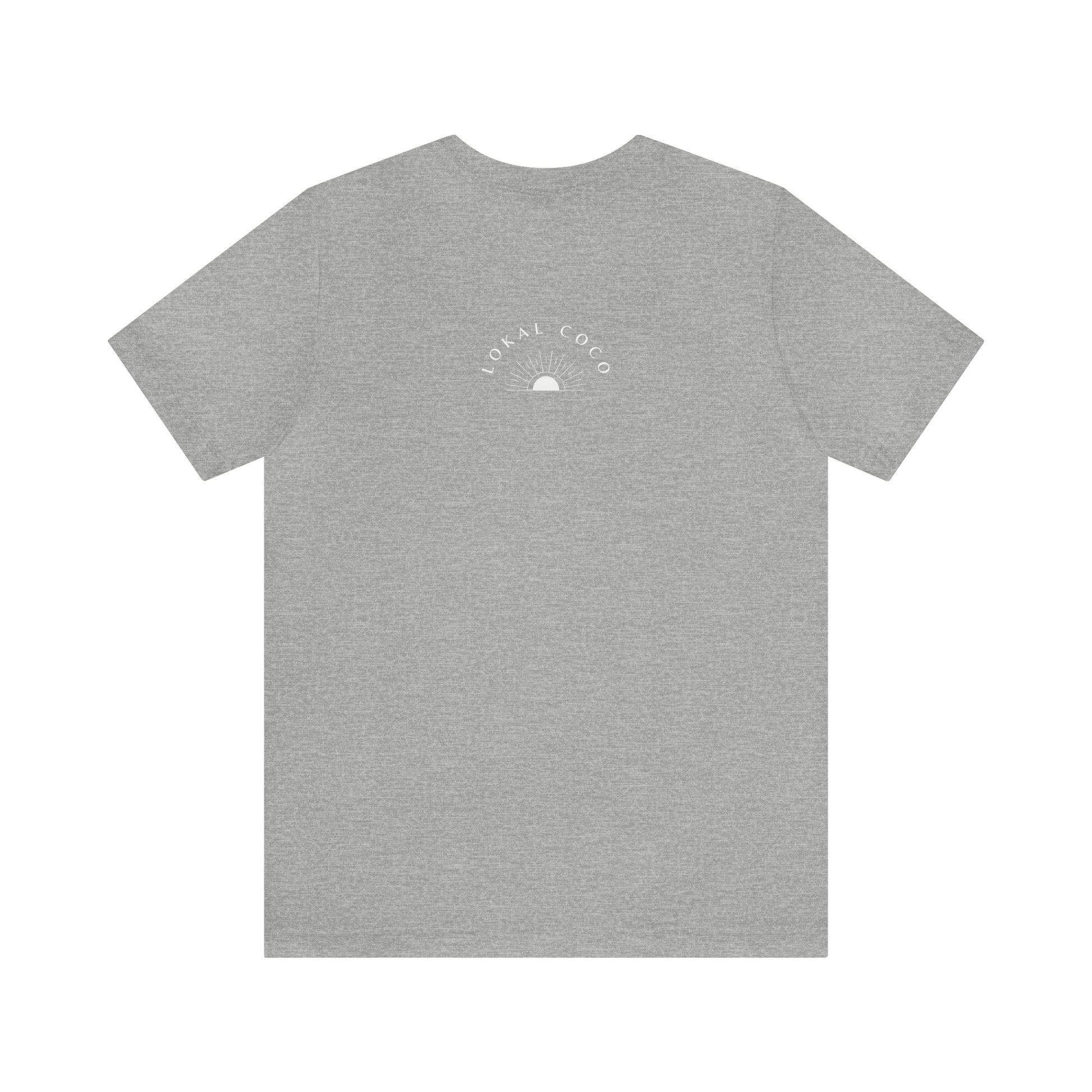 The back of the Pão De Queijo Brigadeiro Coxinha & Guaraná Brazil Food t-shirt in athletic heather