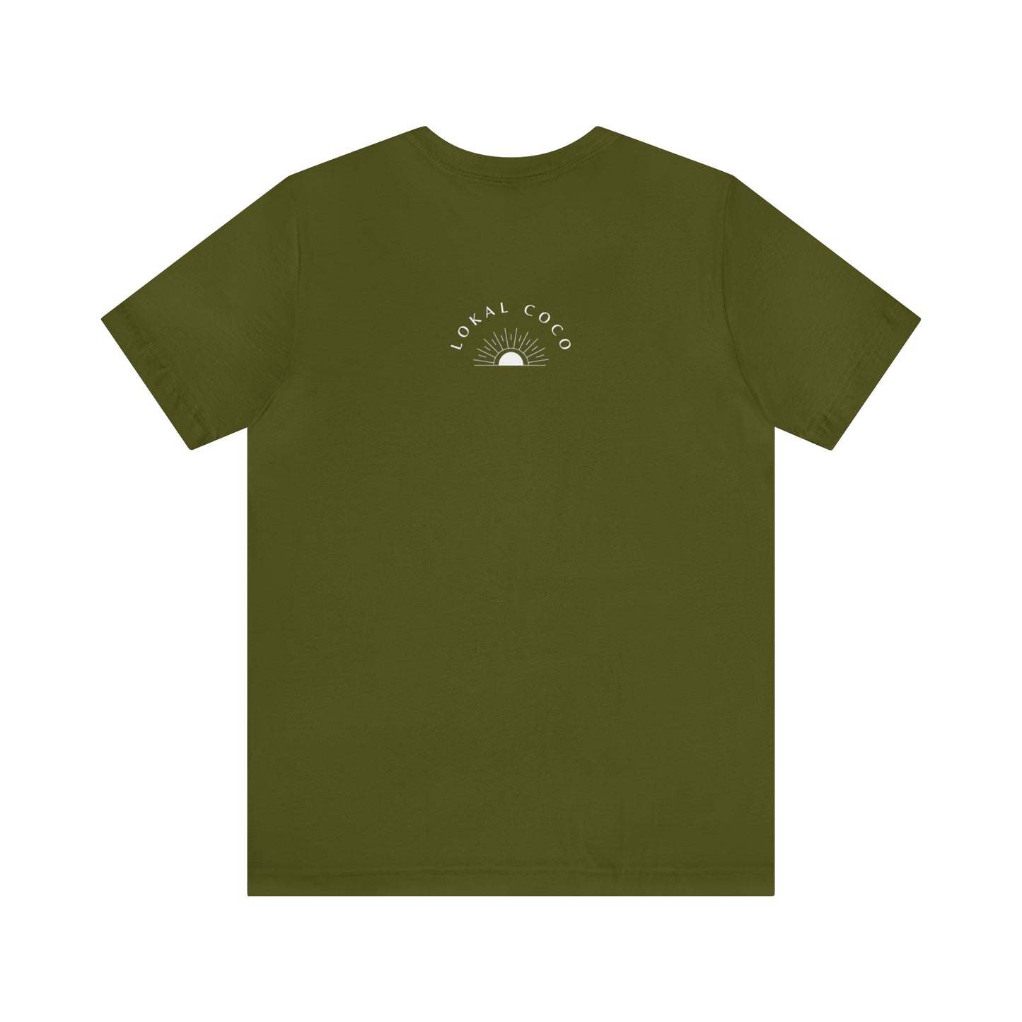 The back of the Pão De Queijo Brigadeiro Coxinha & Guaraná Brazil Food t-shirt in olive